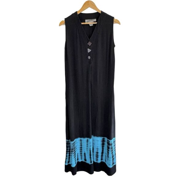 Barbara Lesser Vintage Dress Womens Petite Small Aztec Tie Dye Artsy Beachy - Picture 2 of 12